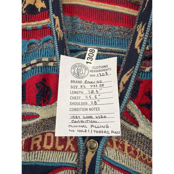 :Emaroo Australia Pure Wool XL Coogi-Style Outback Landmarks 3D Knit Cardigan - Picture 3 of 12